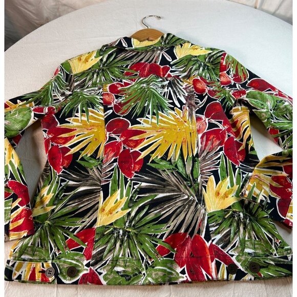 Additions by Chicos Womens Colorful Tropical Wood Button Jacket Size 2 (Size 12) - Picture 13 of 15